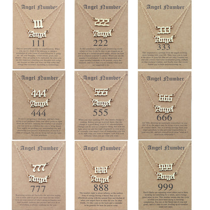 Old English Angel Numbers Necklace - DARK MOON