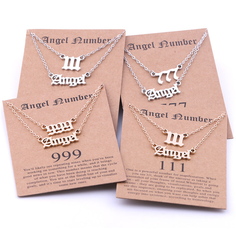 Old English Angel Numbers Necklace - DARK MOON