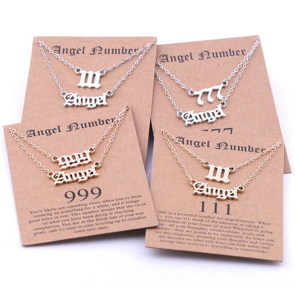 Old English Angel Numbers Necklace - DARK MOON