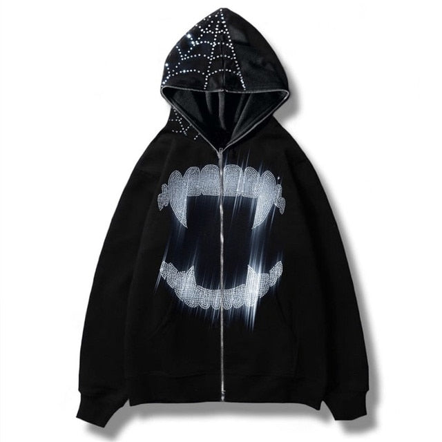Spiderweb & Fangs Sweatshirt - DARK MOON