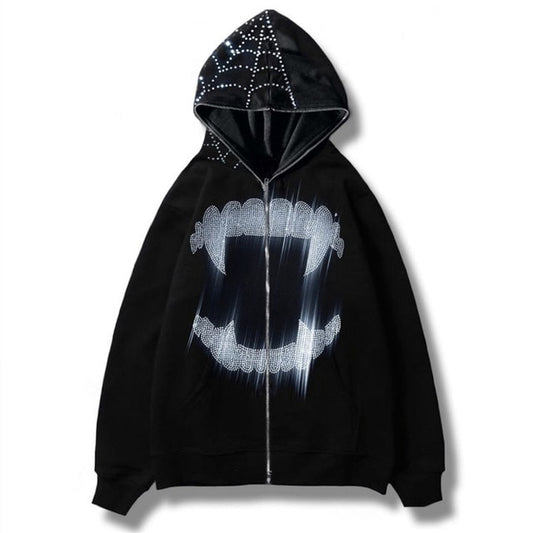 Spiderweb & Fangs Sweatshirt - DARK MOON