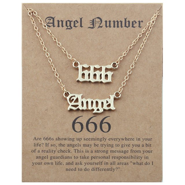 Old English Angel Numbers Necklace - DARK MOON