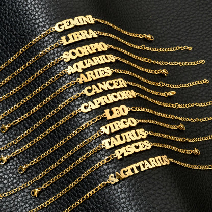 Zodiac Sign Word Bracelet - DARK MOON
