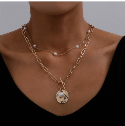 Vintage Style Multi Layered Necklace Set - DARK MOON
