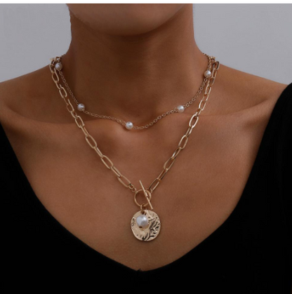 Vintage Style Multi Layered Necklace Set - DARK MOON