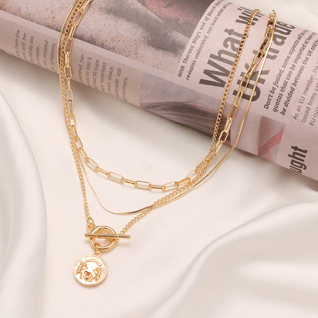 Vintage Style Multi Layered Necklace Set - DARK MOON