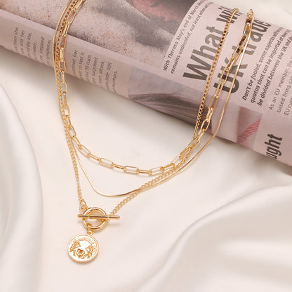 Vintage Style Multi Layered Necklace Set - DARK MOON