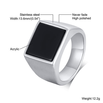 Black & Silver Signet Ring - DARK MOON