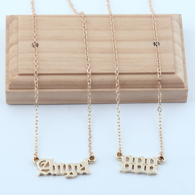 Old English Angel Numbers Necklace - DARK MOON