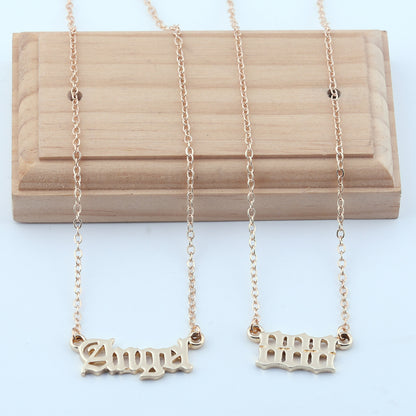 Old English Angel Numbers Necklace - DARK MOON