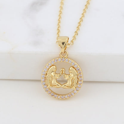 Round Zodiac Sign Necklace - DARK MOON