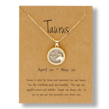 Zodiac Round Pendant Necklace - DARK MOON