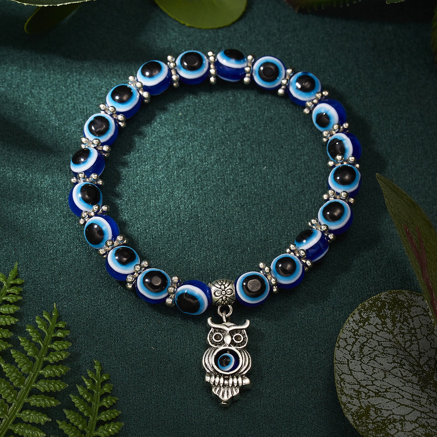 Evil Eye Beaded Bracelet with Charm - DARK MOON