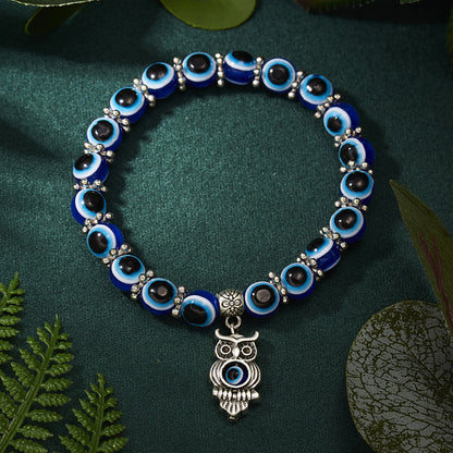 Evil Eye Beaded Bracelet with Charm - DARK MOON