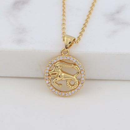 Round Zodiac Sign Necklace - DARK MOON
