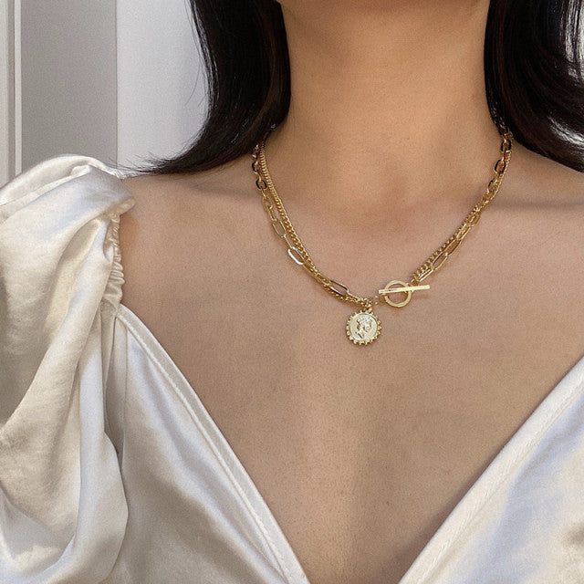 Vintage Style Multi Layered Necklace Set - DARK MOON