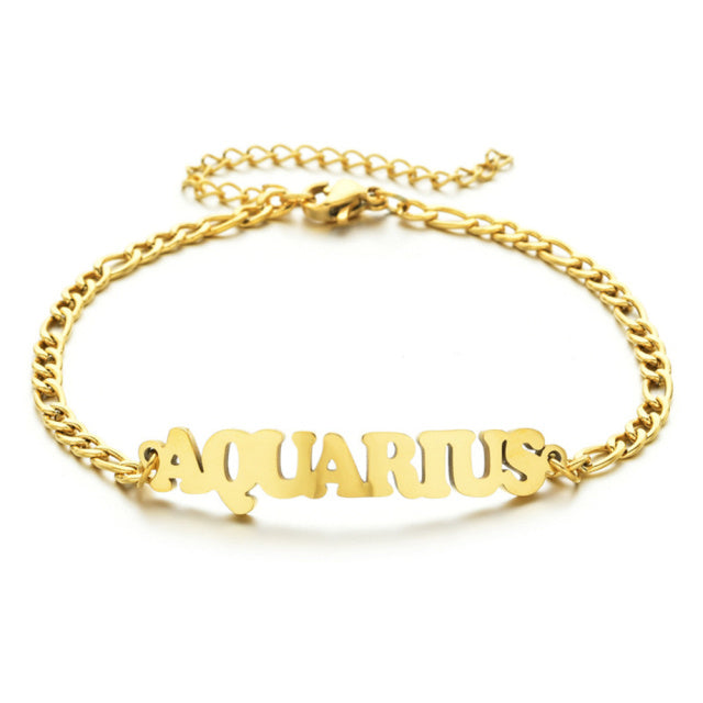Zodiac Sign Word Bracelet - DARK MOON