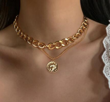 Vintage Style Multi Layered Necklace Set - DARK MOON