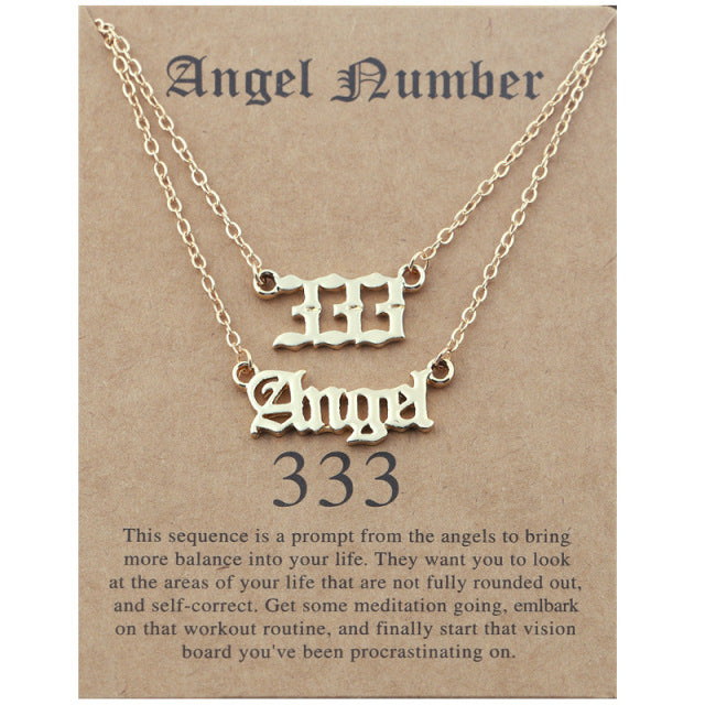 Old English Angel Numbers Necklace - DARK MOON